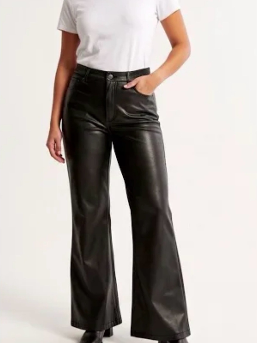 GAP Women’s Black Faux Vegan Leather Flare Pants, Size 10R / 30
